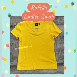 Rafaella Yellow Short Sleeve Keyhole Knit Tee